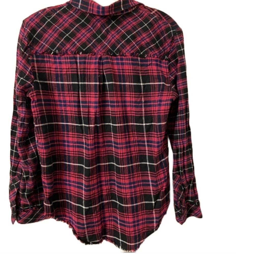 Rails Size Small Brock Plaid Raw Hem Flannel Butt… - image 3